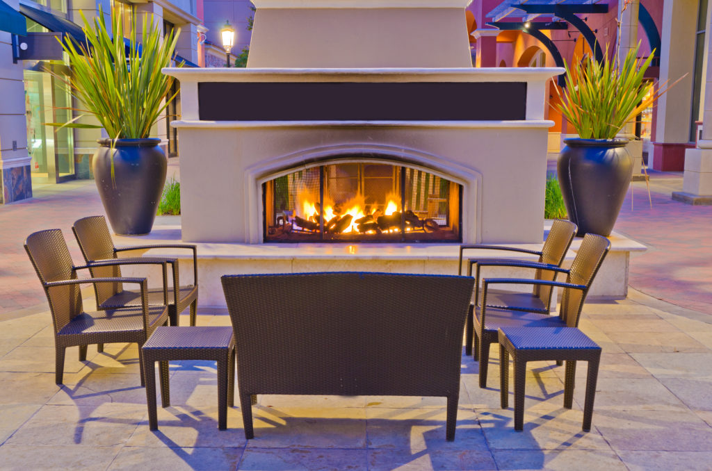 Outdoor hangout place with fireplace