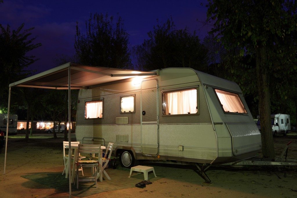 RV camper in a camping site