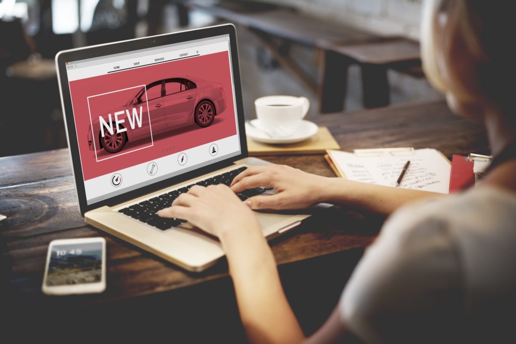 website design with text and an image of car