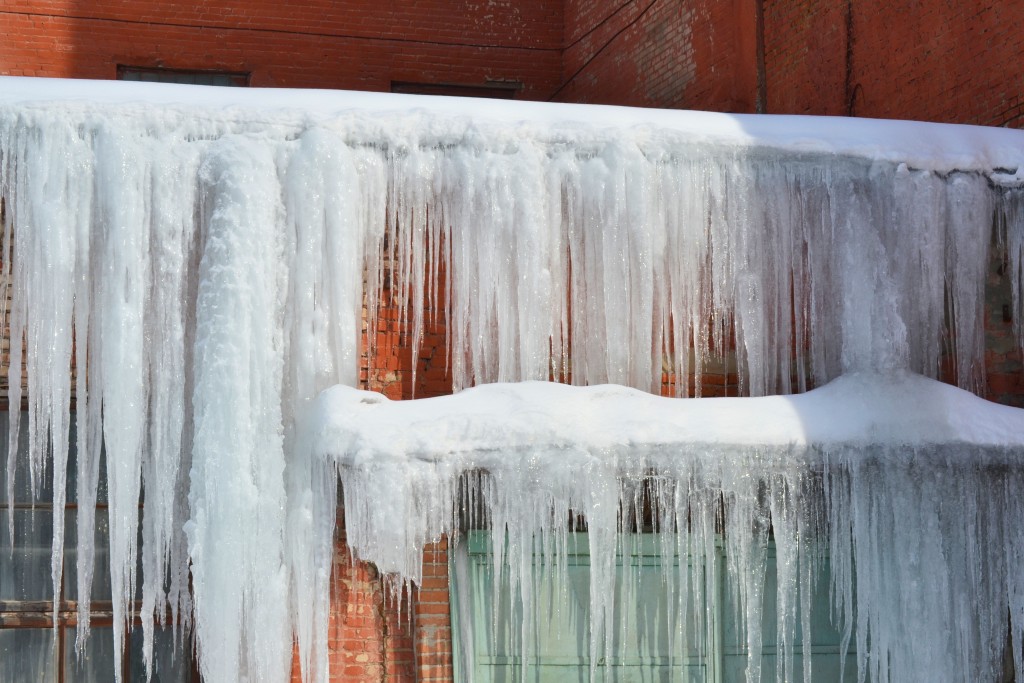 snow and ice on a structure