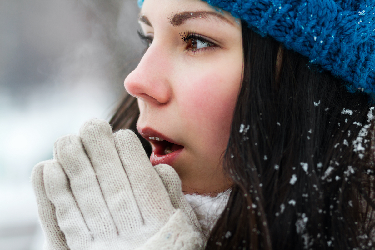 woman out in the snow