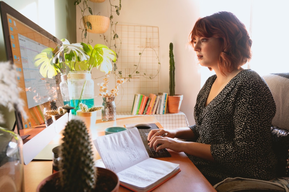 woman typing